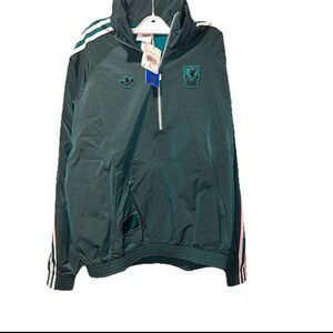 Adidas Liverpool FC Icons Green Men's Size Small Half-Zip Pullover Jacket JW5474